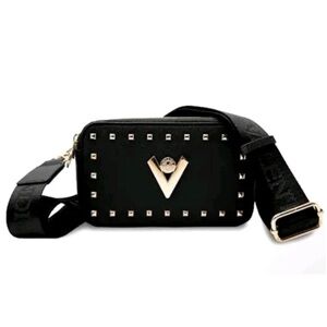 Valentino Orlandi Black with gold Studded Crossbody Bag